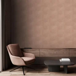 Origin Wallcoverings behang grafisch 3D motief terracotta roze - 50 x 900 cm