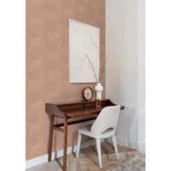Origin Wallcoverings behang grafisch 3D motief terracotta roze - 50 x 900 cm
