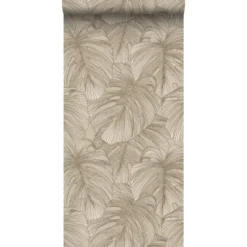 Origin Wallcoverings behang 3D-motief bladeren zand beige - 50 x 900 cm