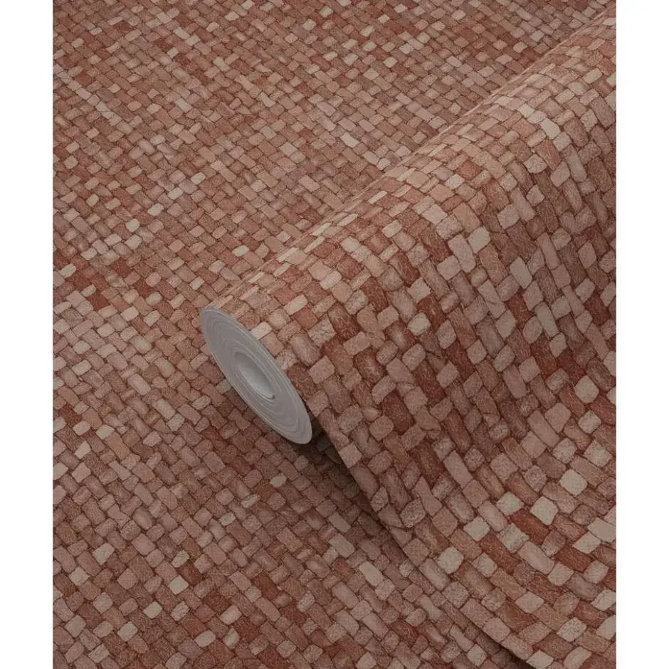 Origin Wallcoverings behang geweven linnenstructuur roodbruin - 50 x 900 cm