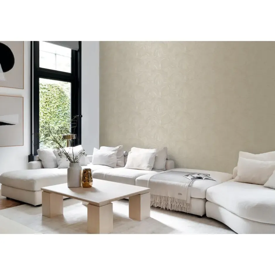 Origin Wallcoverings behang tropische bladeren taupe - 53 x 1005 cm