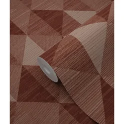 Origin Wallcoverings behang grasweefsel in grafisch 3D motief bordeaux rood