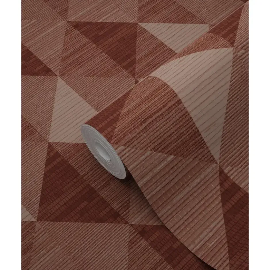 Origin Wallcoverings behang grasweefsel in grafisch 3D motief bordeaux rood