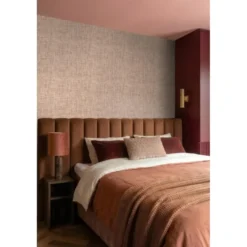 Origin Wallcoverings behang geweven linnenstructuur licht terracotta