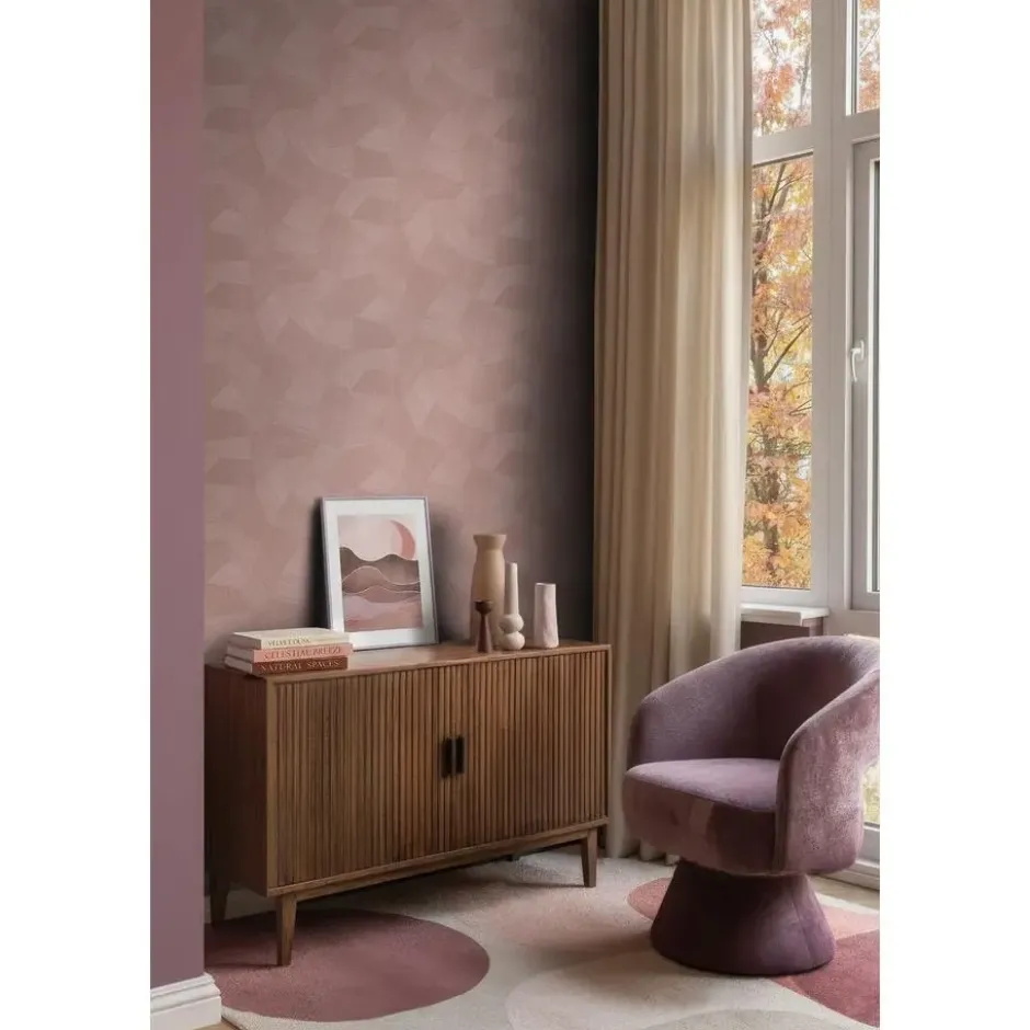 Origin Wallcoverings behang grafisch 3D motief roze - 50 x 900 cm