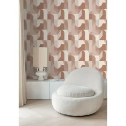 Origin Wallcoverings behang cirkels in Bauhaus stijl terracotta en beige