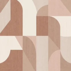 Origin Wallcoverings behang cirkels in Bauhaus stijl terracotta en beige