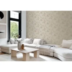 Origin Wallcoverings behang 3D-motief bladeren beige - 53 x 1005 cm