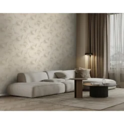 Origin Wallcoverings behang 3D-motief bladeren beige - 53 x 1005 cm