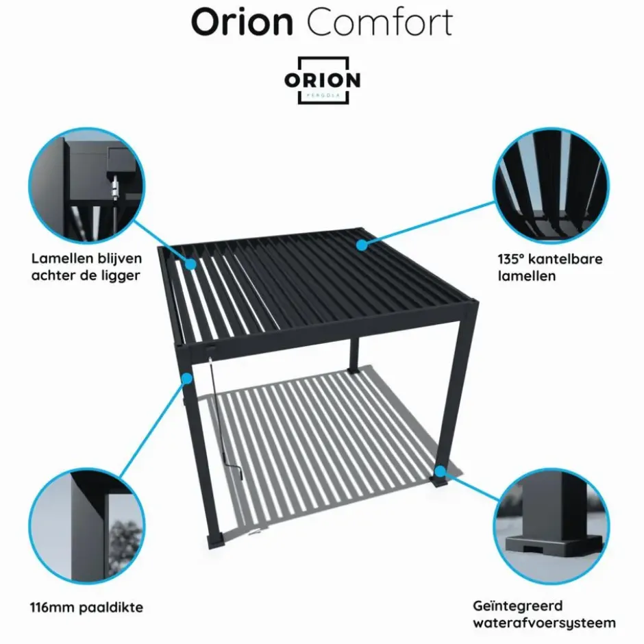 Orion Comfort terrasoverkapping 300 x 300 cm lichtgrijs