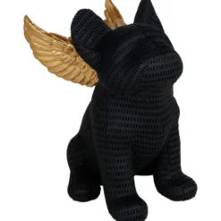 Ostaria Beeldje Franse Bulldog - gouden vleugels - 20 cm - hars