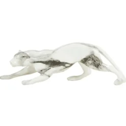Ostaria Panter beeld - 27cm - polystone - zilver - decoratie dier