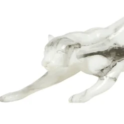 Ostaria Panter beeld - 27cm - polystone - zilver - decoratie dier