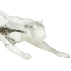 Ostaria Panter beeld - 27cm - polystone - zilver - decoratie dier