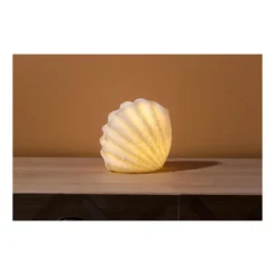 Ostaria tafellamp - schelp - wit - kunststof - verlichting - 16cm