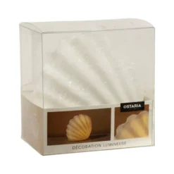 Ostaria tafellamp - schelp - wit - kunststof - verlichting - 16cm