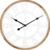 Ostaria Wandklok/muur klok - D40 cm - MDF - wit/bruin - kamer