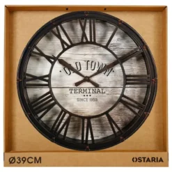 Ostaria Wandklok/muur klok - Montparnasse - D39 cm - kunststof