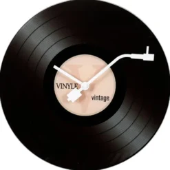 Ostaria Wandklok/muur klok Vinyl - D30 cm - glas - LP - kamer