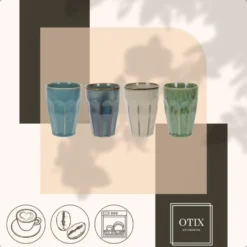 OTIX Cappuccino Mokken 330 ml Koffietassen Latte Macchiato Glazen Set van 4