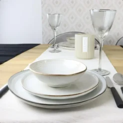 OTIX Diner Bordenset 6 Persoons Beige 26,5cm Keramiek LILY