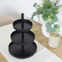 OTIX Etagere 3 Laags Serveertoren Zwart Metaal