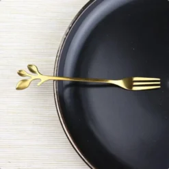 OTIX Gebaksvorkjes 4 stuks Goud met Bladeren Dessertvorkjes Taartvorkjes LEAF