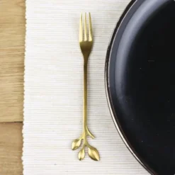 OTIX Gebaksvorkjes 4 stuks Goud met Bladeren Dessertvorkjes Taartvorkjes LEAF