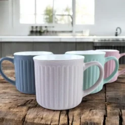 OTIX Koffiekopjes met Oor Koffietassen Set van 4 Aardewerk 250 ml MOSS