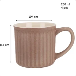 OTIX Koffiekopjes met Oor Koffietassen Set van 4 Aardewerk 250 ml MOSS