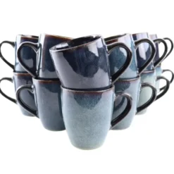 OTIX Koffiekopjes met Oor Set van 12 Koffietassen Theemok 350ml EBONY