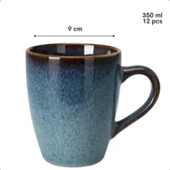 OTIX Koffiekopjes met Oor Set van 12 Koffietassen Theemok 350ml EBONY