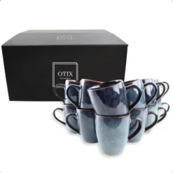 OTIX Koffiekopjes met Oor Set van 12 Koffietassen Theemok 350ml EBONY