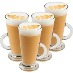 OTIX Latte Macchiato Glazen 280 ml 4 Stuks met Oor Cappuchino Glazen