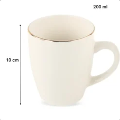 OTIX Mokken Set Wit met Goud 200ml Porselein 6 stuks DAISY