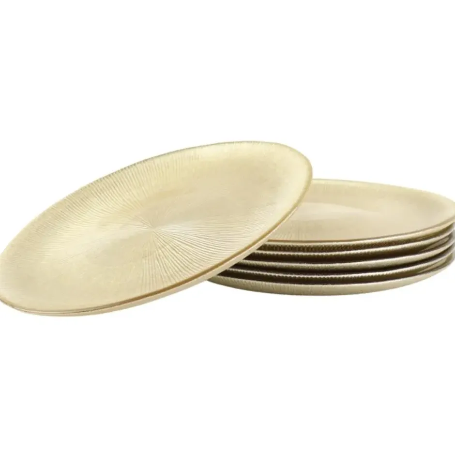 OTIX Ontbijtborden 6 Persoons Goud Glitter Dessertborden 21cm Glas