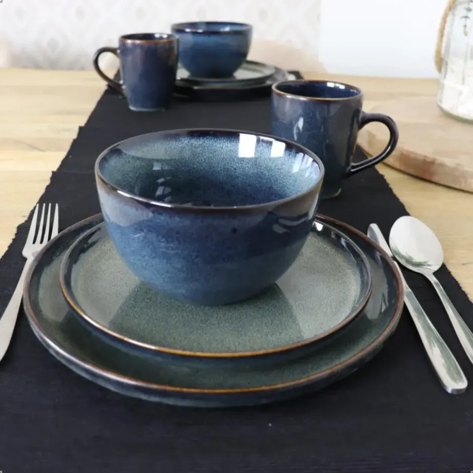 OTIX Serviesset 18 Delig Ebony - Blauw