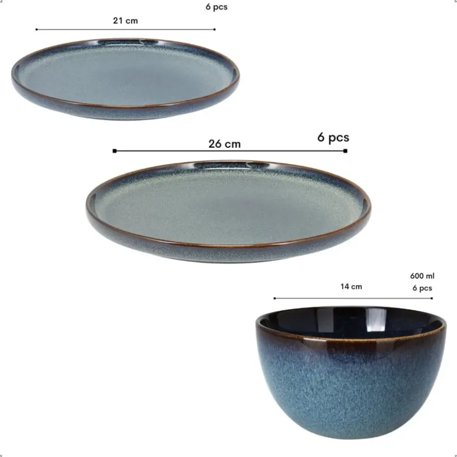 OTIX Serviesset 18 Delig Ebony - Blauw
