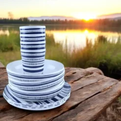 OTIX Serviessets 12 Delig Stripes - Blauw