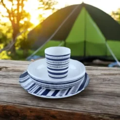 OTIX Serviessets 12 Delig Stripes - Blauw