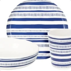 OTIX Serviessets 12 Delig Stripes - Blauw