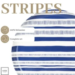 OTIX Serviessets 12 Delig Stripes - Blauw