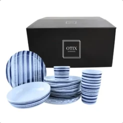 OTIX Serviessets 12 Delig Stripes - Blauw