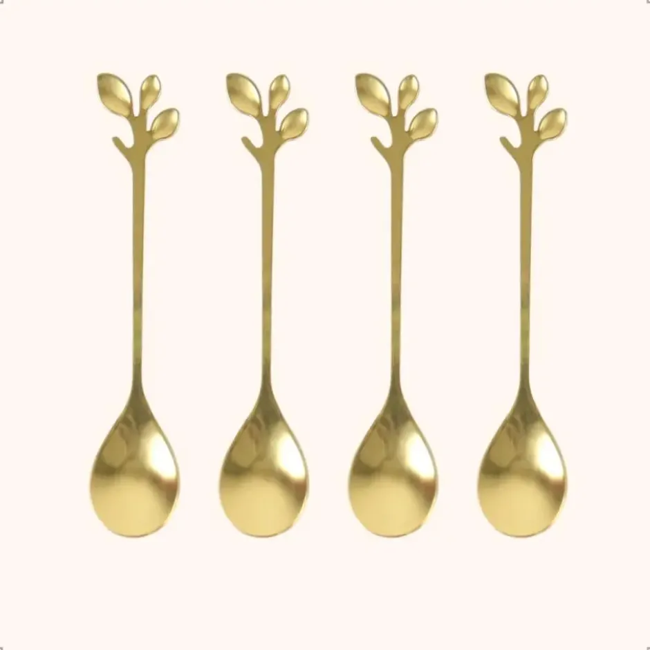 OTIX Theelepeltjes Goud Bladeren Koffielepeltjes 4 stuks LEAF