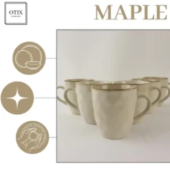 OTIX Theemokken Koffiekopjes met oor set van 12 Beige Keramiek MAPLE