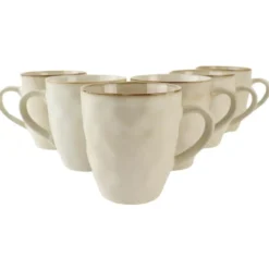 OTIX Theemokken Koffiekopjes met oor set van 6 Beige Keramiek MAPLE