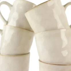 OTIX Theemokken Koffiekopjes met oor set van 6 Beige Keramiek MAPLE