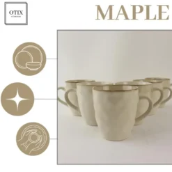 OTIX Theemokken Koffiekopjes met oor set van 6 Beige Keramiek MAPLE