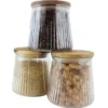 OTIX Voorraadpotten Glas Deksel Snoeppotten Set van 3 Acacia 650ml