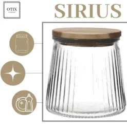 OTIX Voorraadpotten Glas Deksel Snoeppotten Set van 3 Acacia 650ml